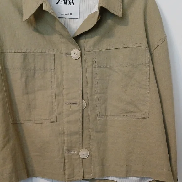 Zara Women's Khaki Utility Jacket Size XL - Picture 5 of 9